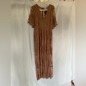 Lace and polyester jumpsuit with v neck size s/m